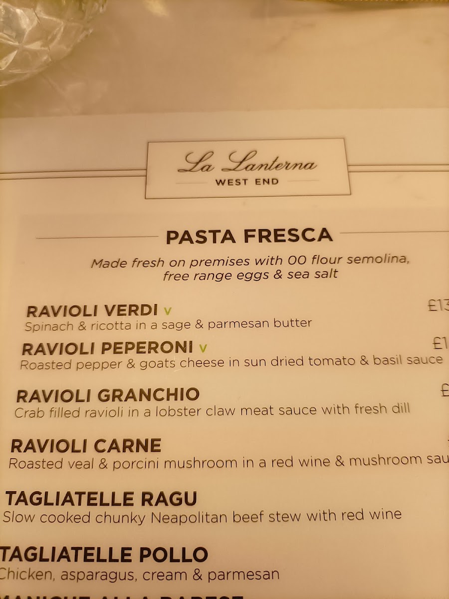 La Lanterna West End Photo Menu 10