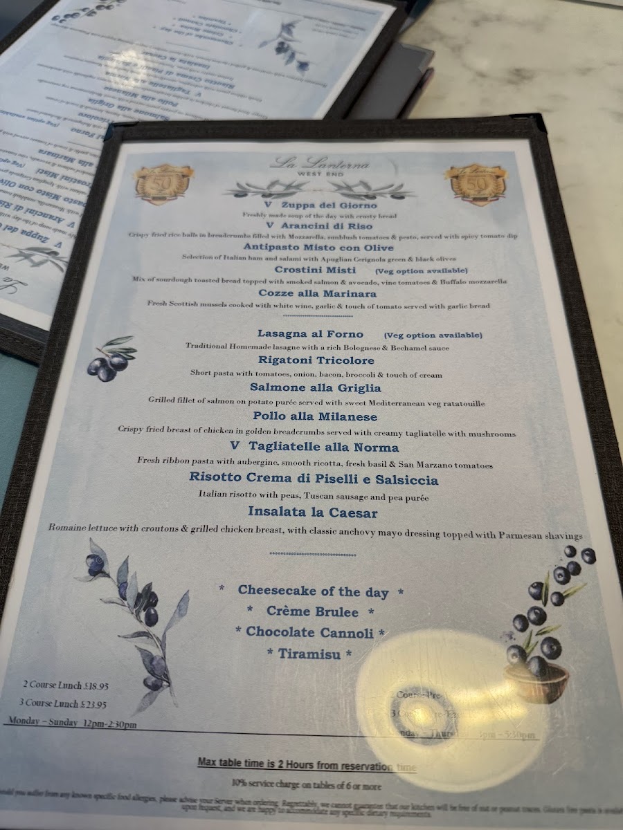 La Lanterna West End Photo Menu 2