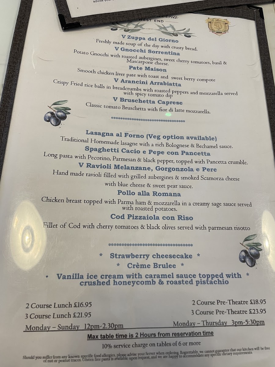 La Lanterna West End Photo Menu 6