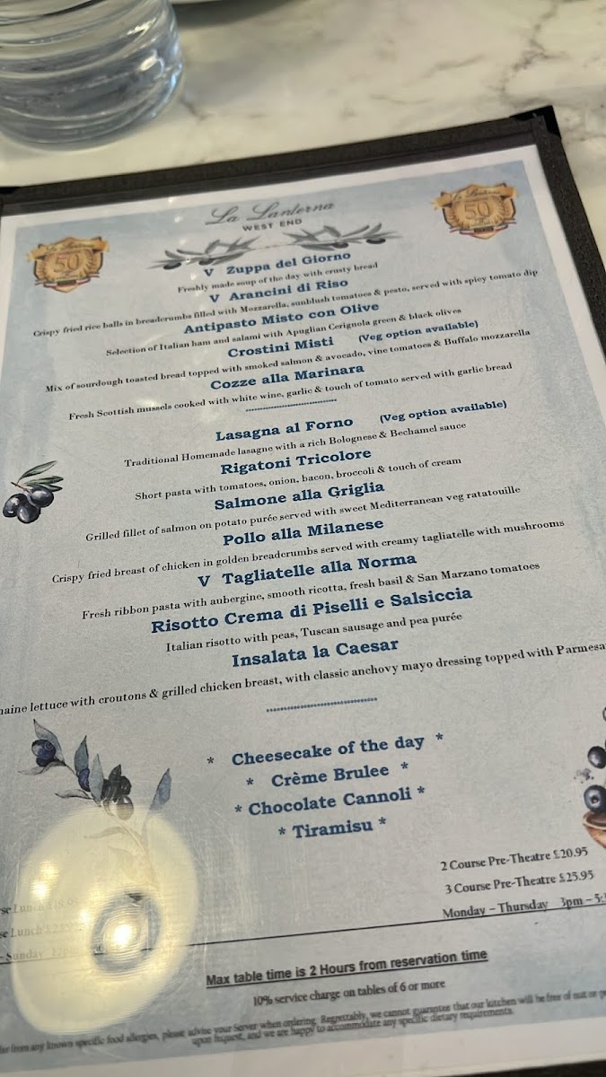 La Lanterna West End Photo Menu 7