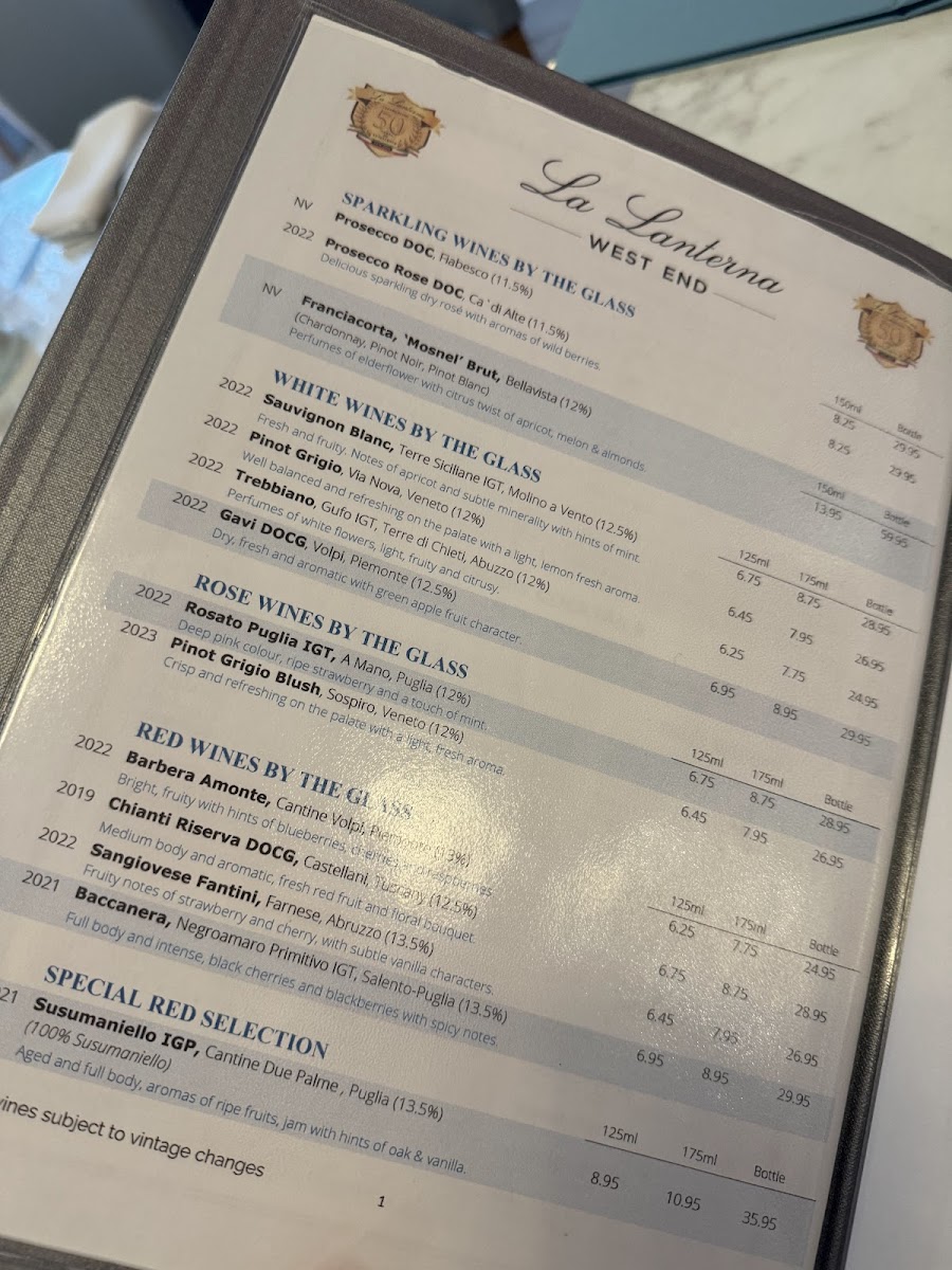 La Lanterna West End Photo Menu 8