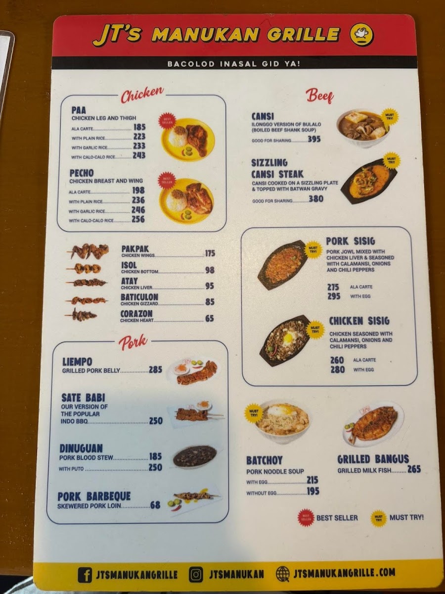 JT's Manukan - Holy Spirit Photo Menu 1