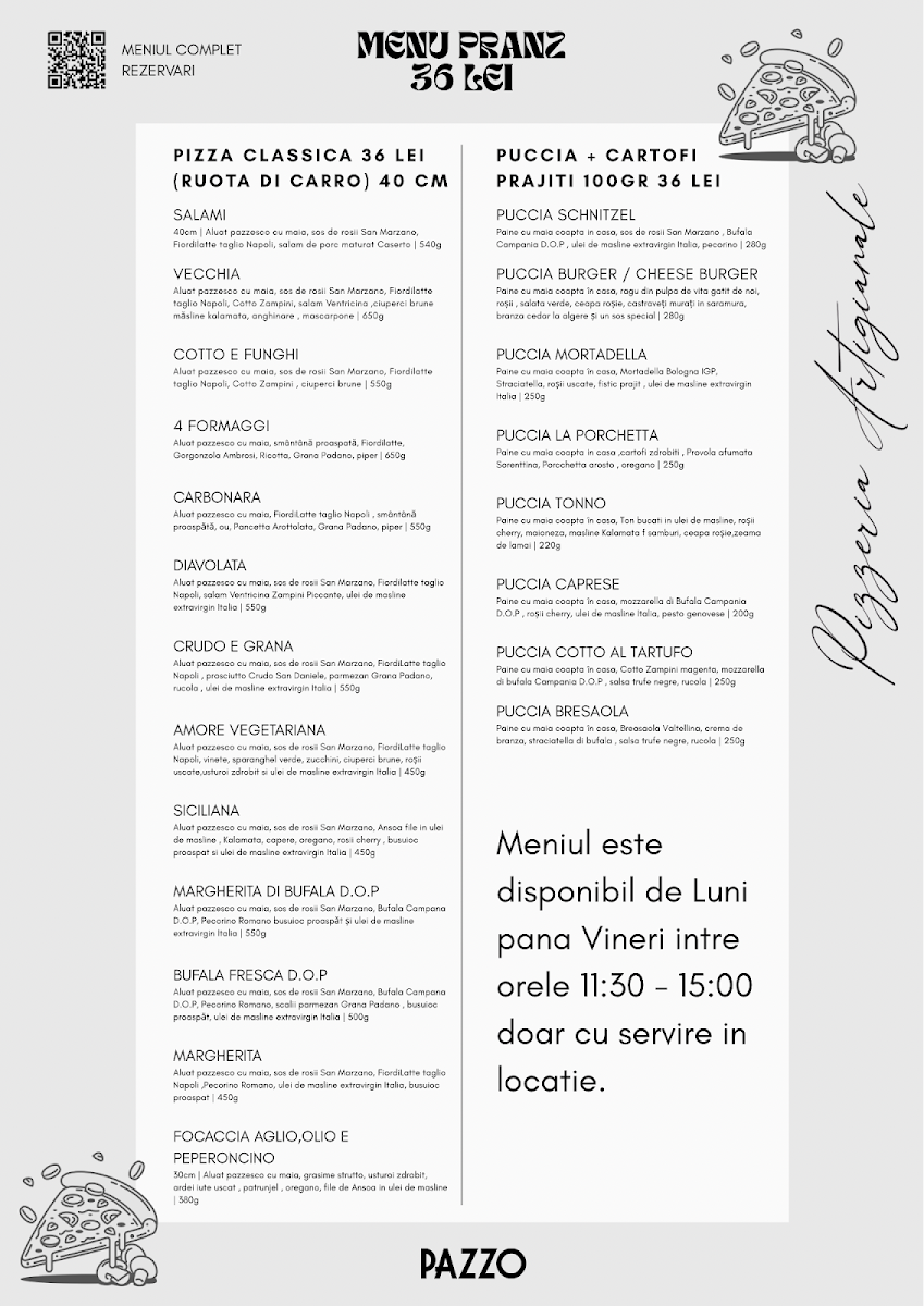 Pazzo Pizzeria Photo Menu 1