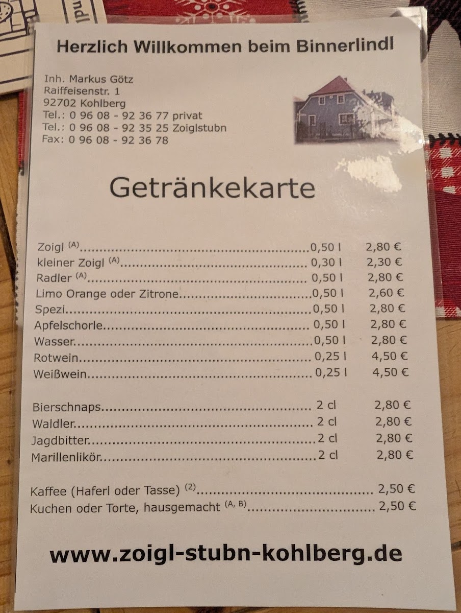 Zoiglstube 'Zum Binnerlindl' Photo Menu 3