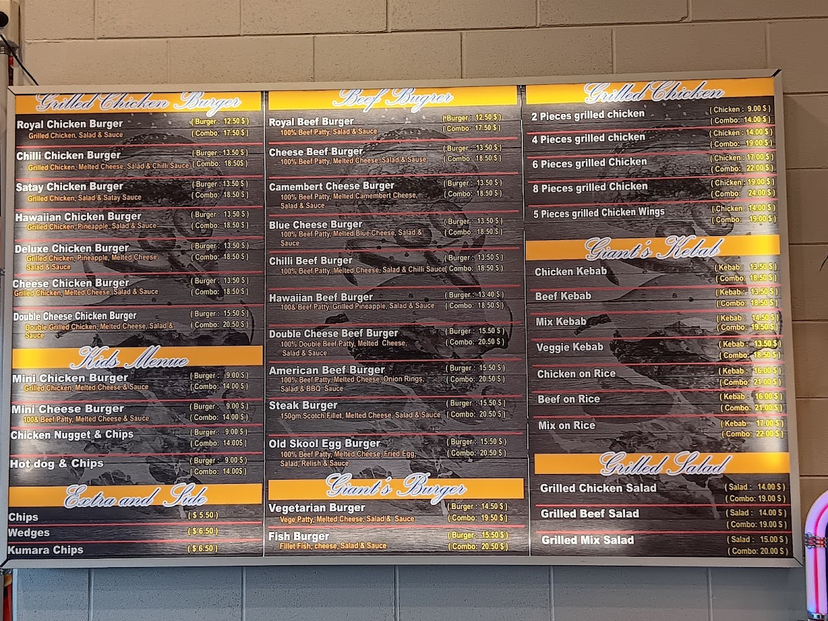 Giant Burger Photo Menu 6
