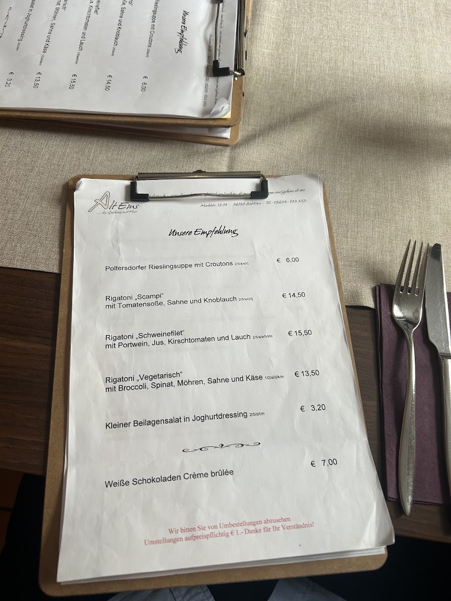 Gasthaus Alt Ems Photo Menu 1