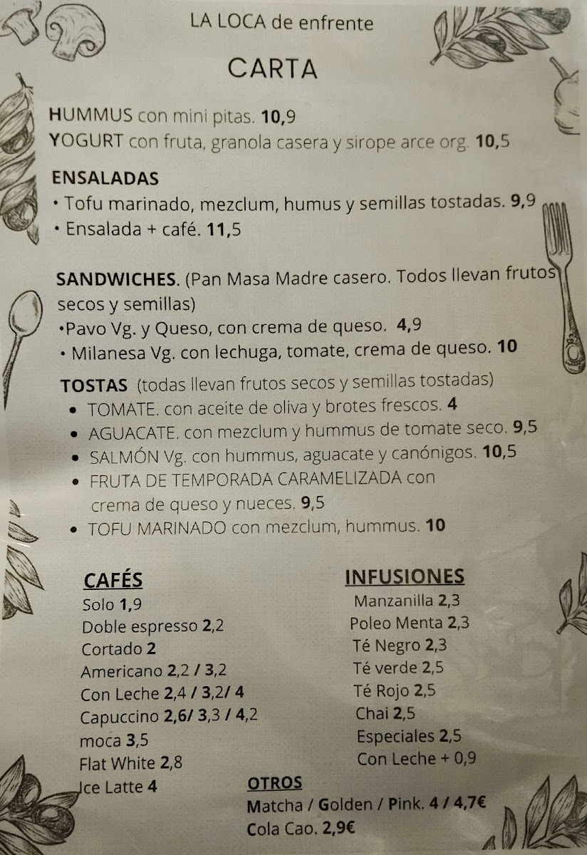 Cafetería LA LOCA de Enfrente Photo Menu 2