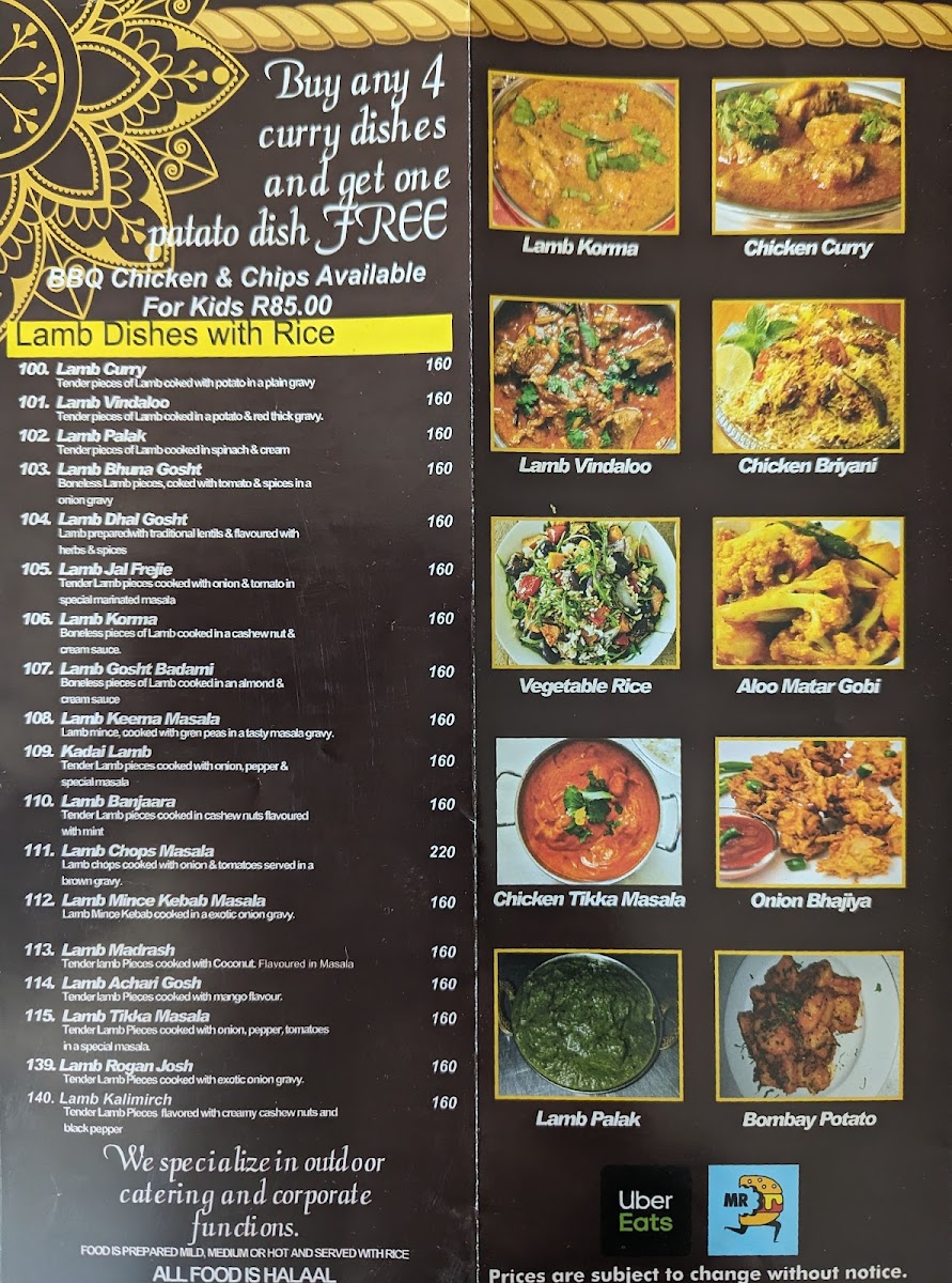 Banjaara Indian Restaurant Lonehill Photo Menu 2