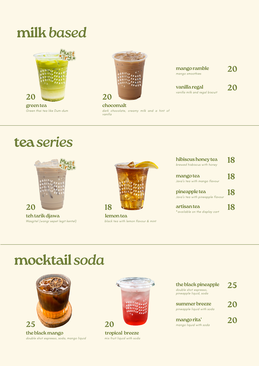 Positif Space & Eatery Photo Menu 3