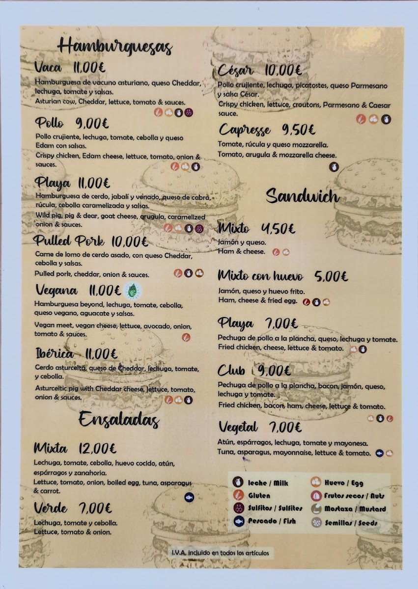 Cafe La Playa Photo Menu 2