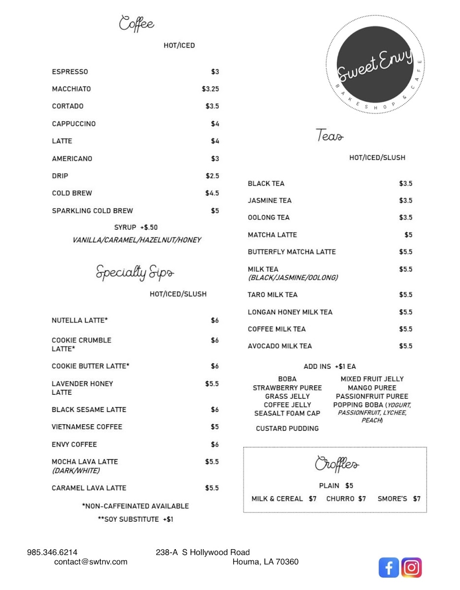 Sweet Envy Bakeshop & Cafe Photo Menu 1