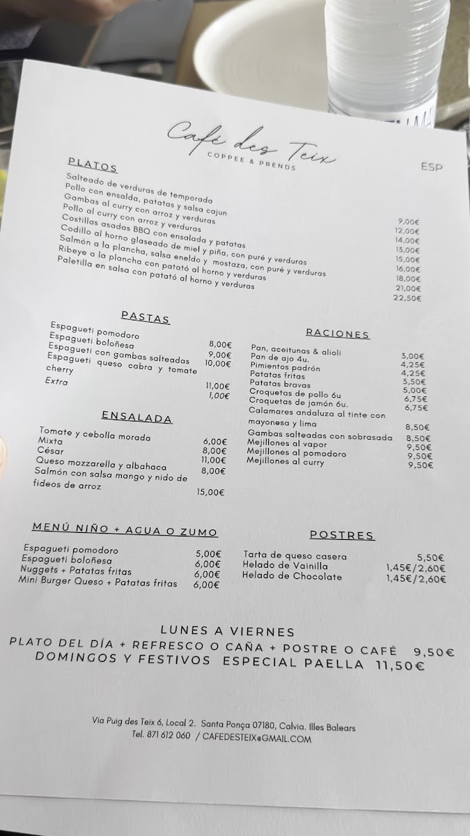 Cafè des Teix Photo Menu 1