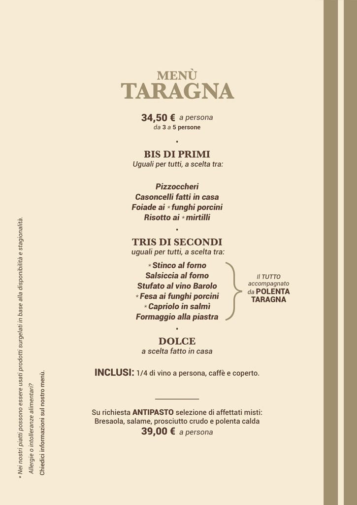 La Cà della Taragna Photo Menu 1