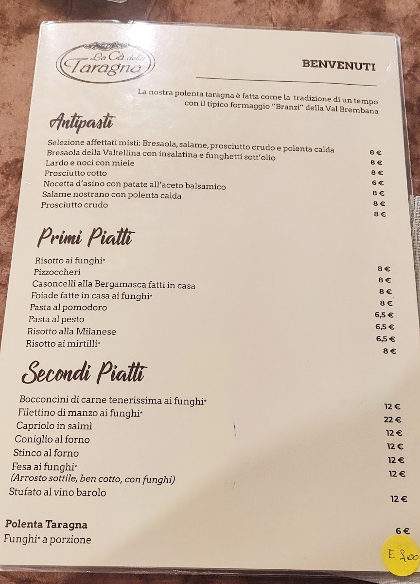 La Cà della Taragna Photo Menu 2