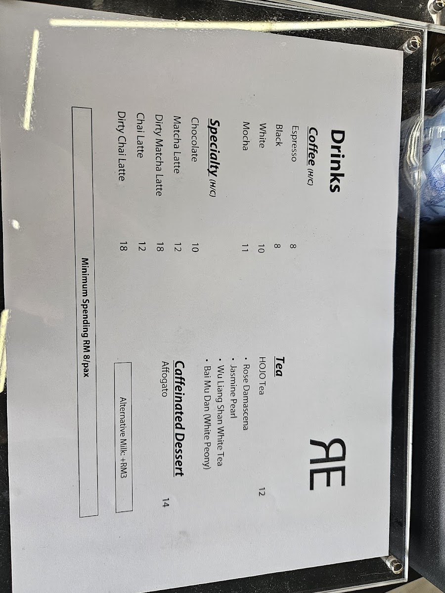 Reframe Coffee Roasters Photo Menu 5