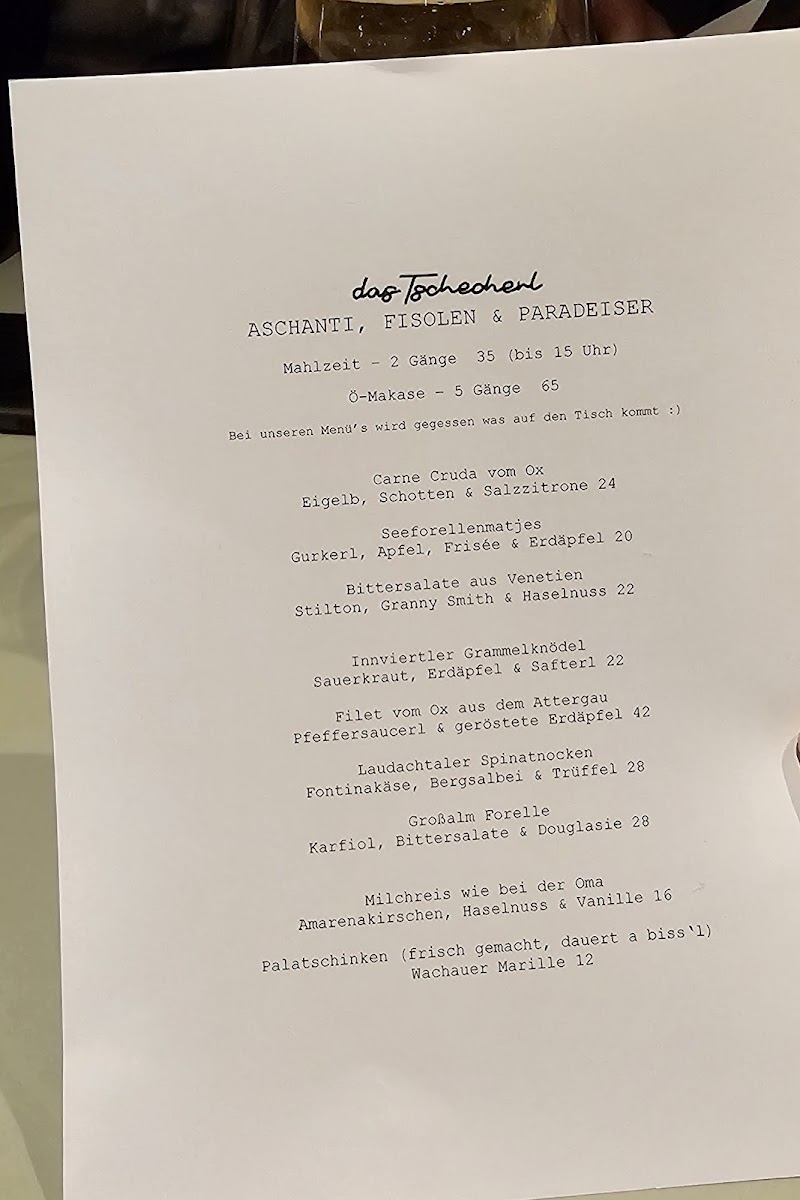 Das Tschecherl Photo Menu 1