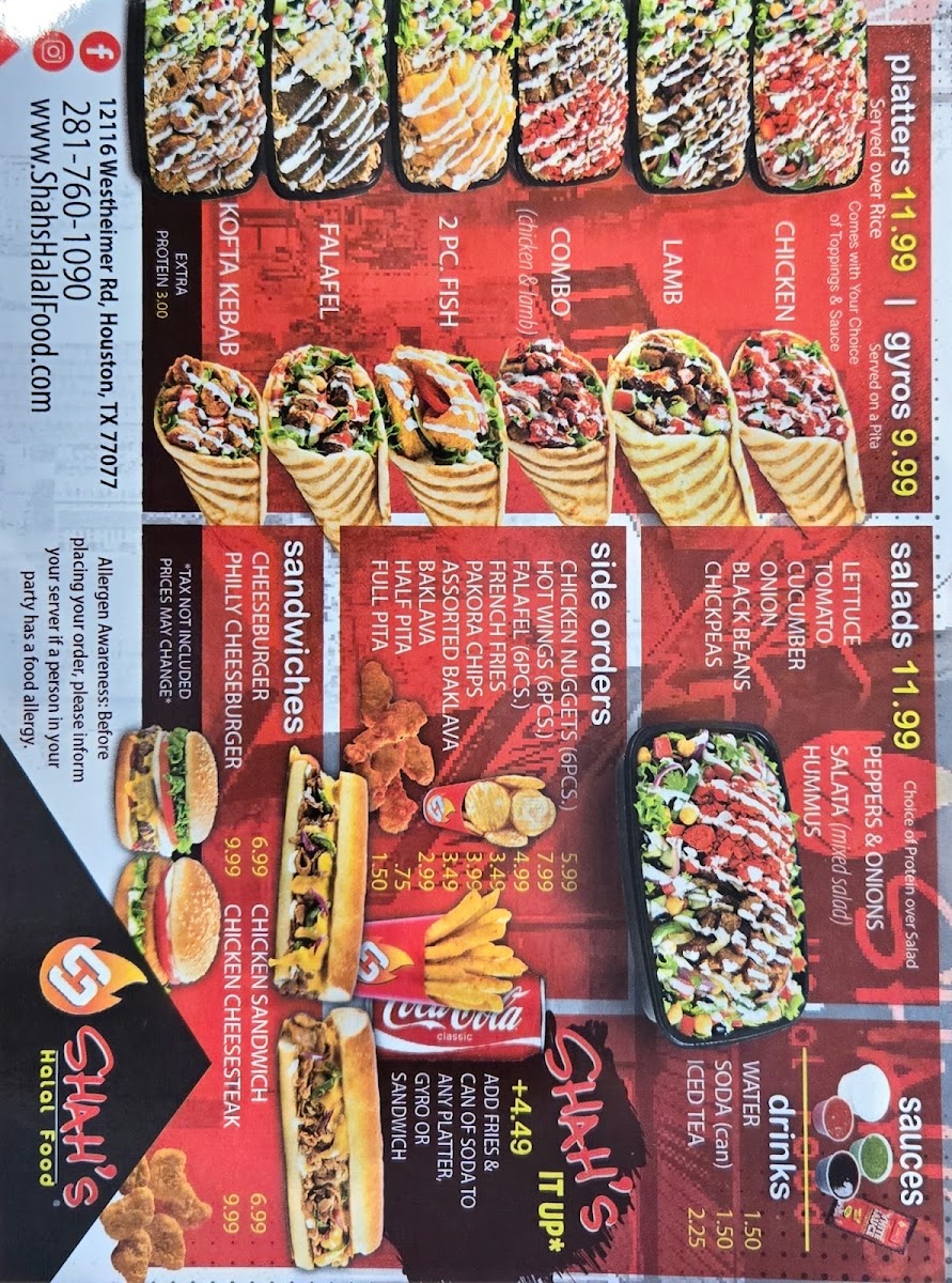 Shah's Halal Food - Houston Photo Menu 1
