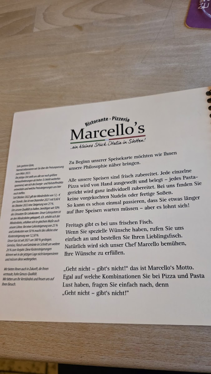 Marcello's Sportheimgaststätte Stetten Photo Menu 1