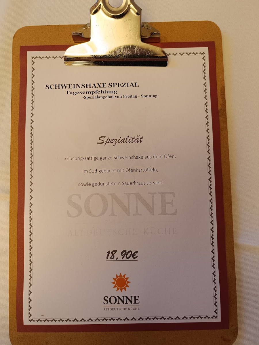 Restaurant SONNE Pfedelbach Photo Menu 6