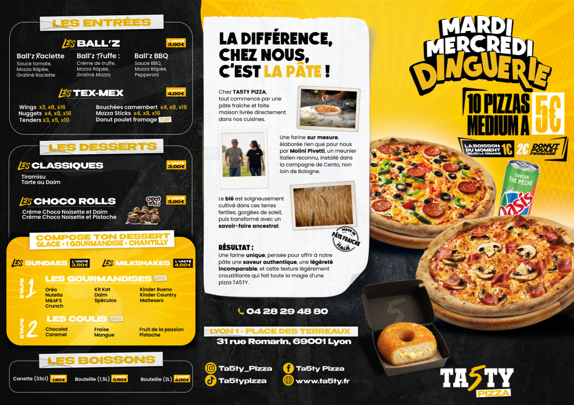 Ta5ty Pizza - Lyon 1 - Place Terreaux Photo Menu 2