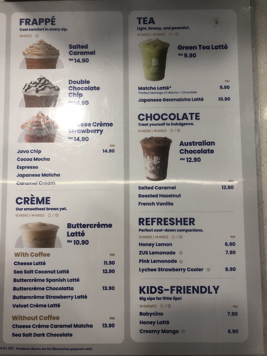 ZUS Coffee - Pokok Sena, Kedah Photo Menu 1