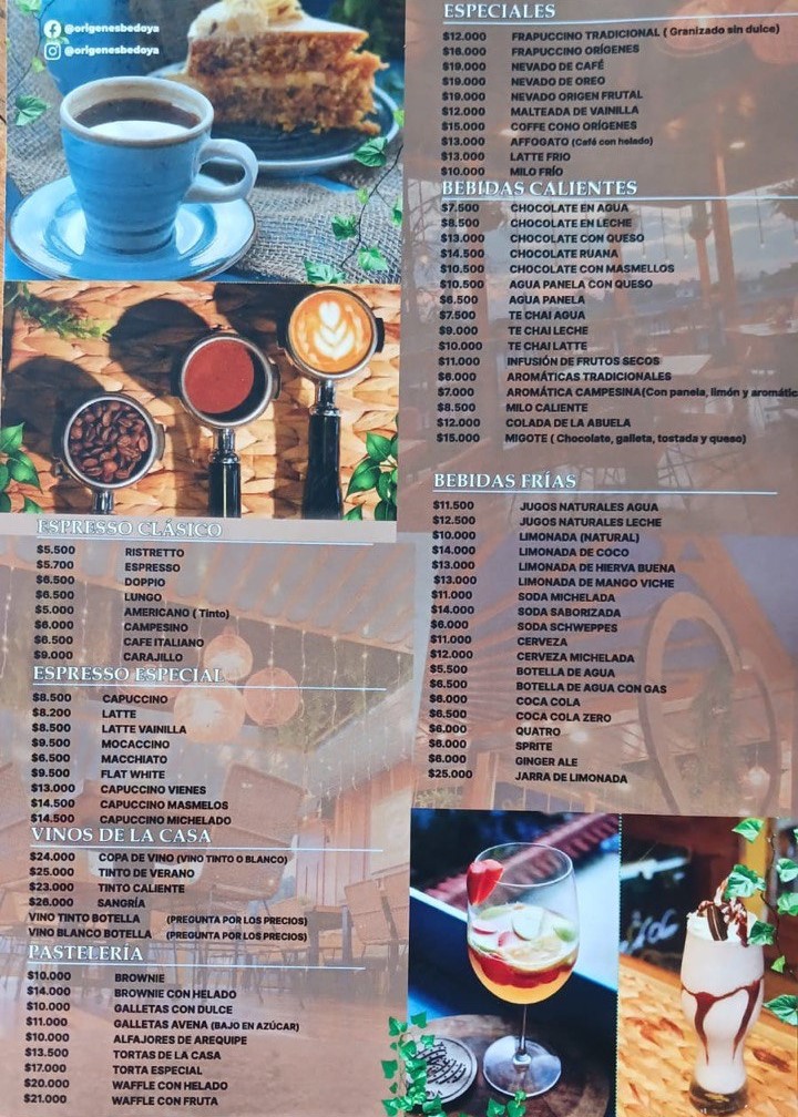 Restaurante / Café Origenes Bedoya Photo Menu 2
