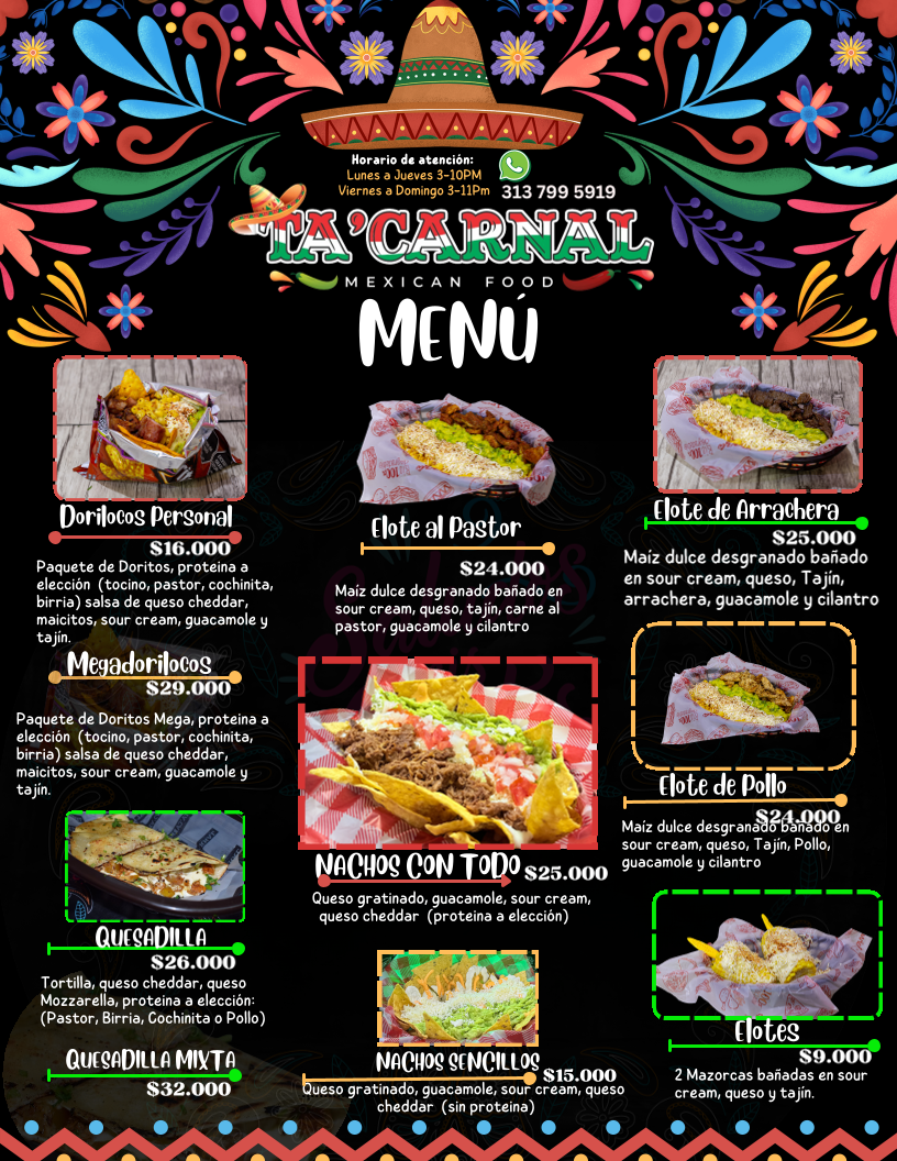 Ta' Carnal Mexican Food Photo Menu 1