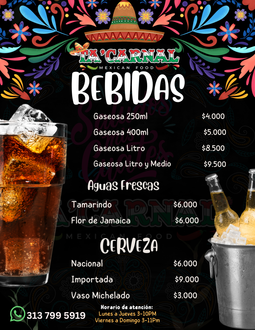 Ta' Carnal Mexican Food Photo Menu 2