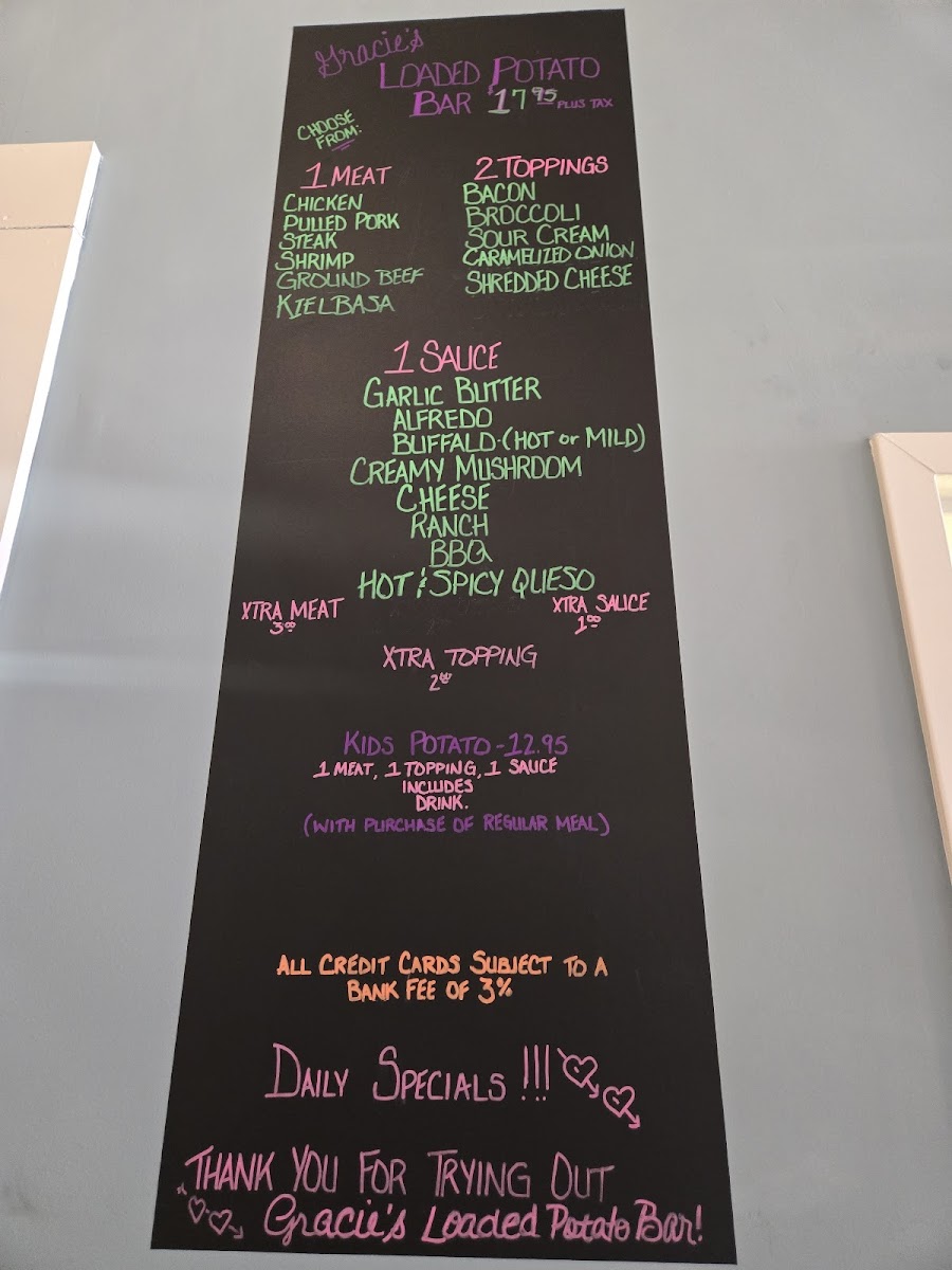 Gracie's Loaded Potato Bar Photo Menu 1