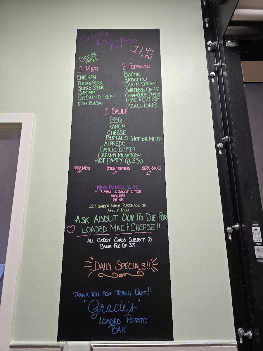 Gracie's Loaded Potato Bar Photo Menu 2
