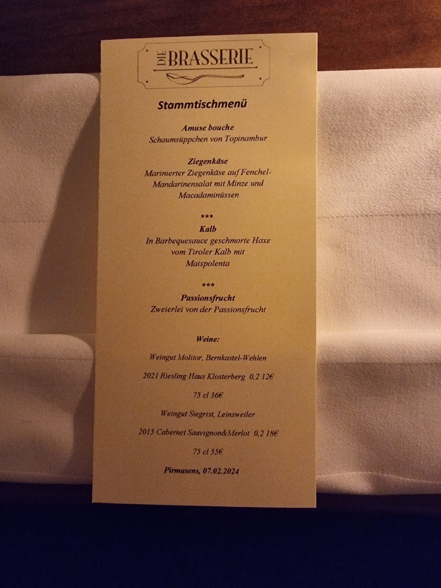 Die Brasserie Photo Menu 2