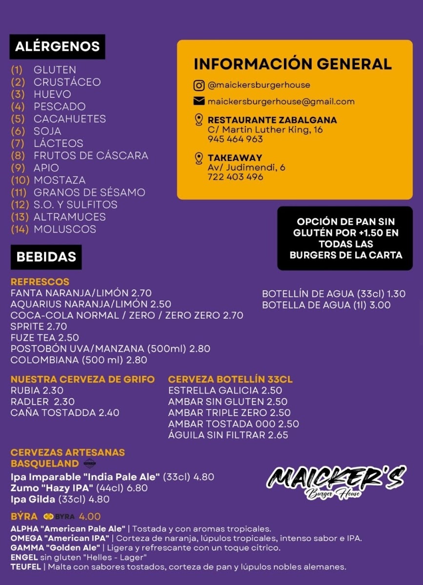 Maicker's Burger House Zabalgana Photo Menu 4