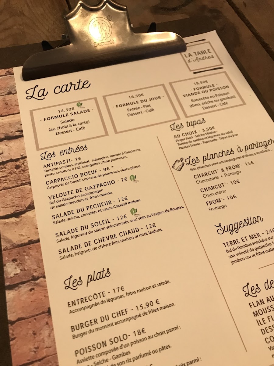La Table d'Andrea Photo Menu 1