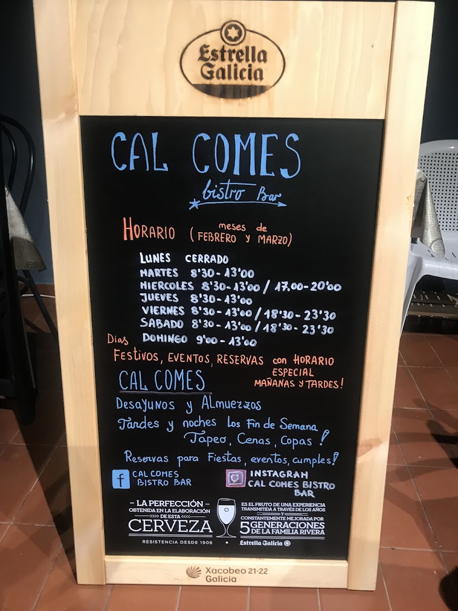 Cal comes Bar Cafeteria Photo Menu 2