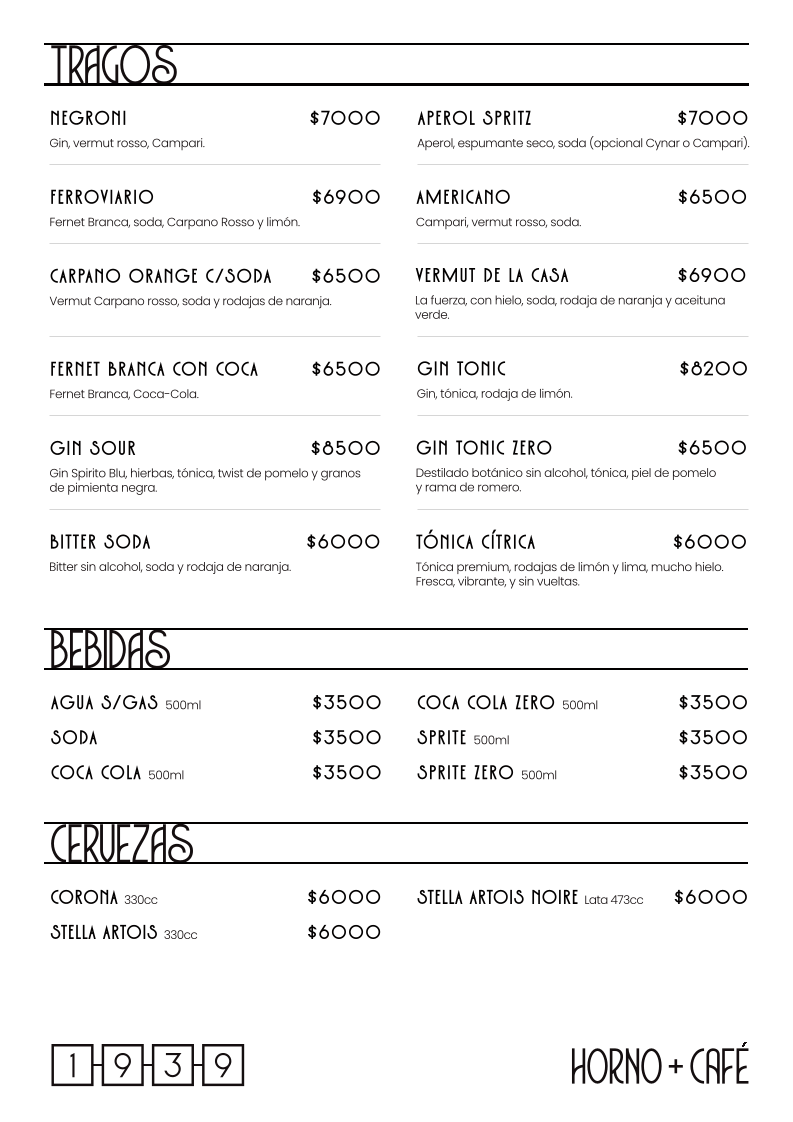 1939 Horno + café Photo Menu 1