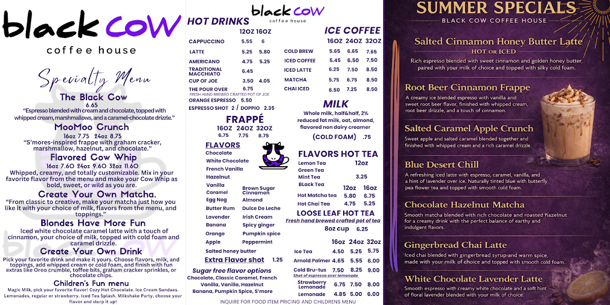 Black Cow Coffee House Photo Menu 3