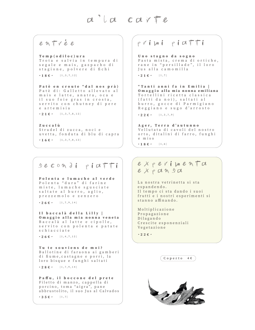 Cà Nosta Ristorante Photo Menu 1
