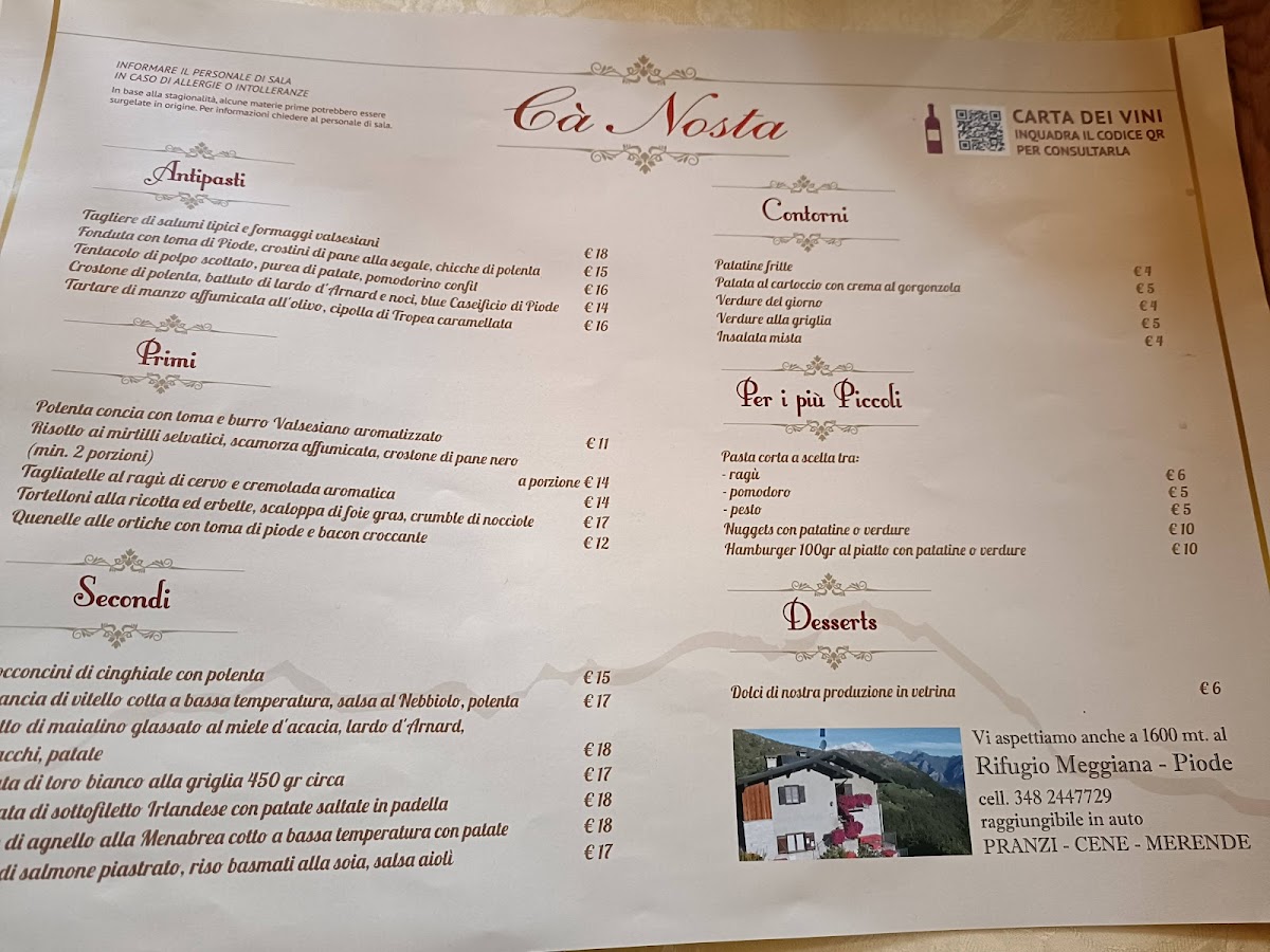 Cà Nosta Ristorante Photo Menu 9