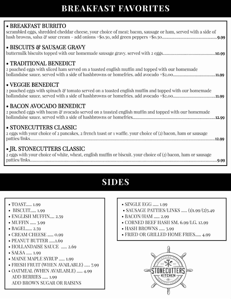 Stonecutters Kitchen Photo Menu 2