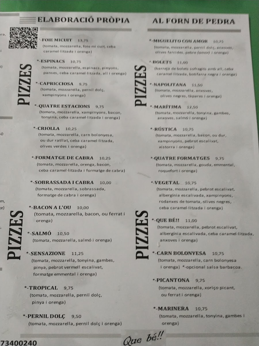 Pizzeria Restaurant Que bé!! Photo Menu 5