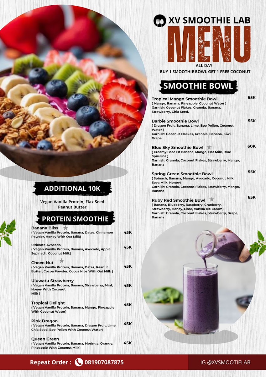 XV SMOOTHIE LAB Photo Menu 1