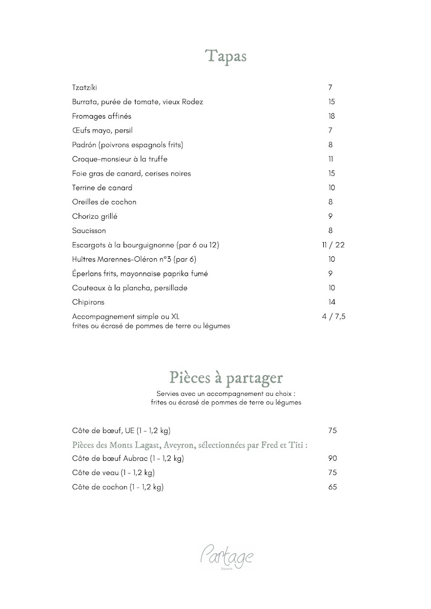 Brasserie Partage Photo Menu 3