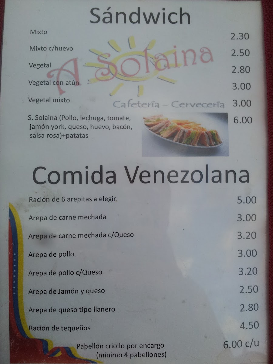 Cafetería Arepera Solaina Photo Menu 4