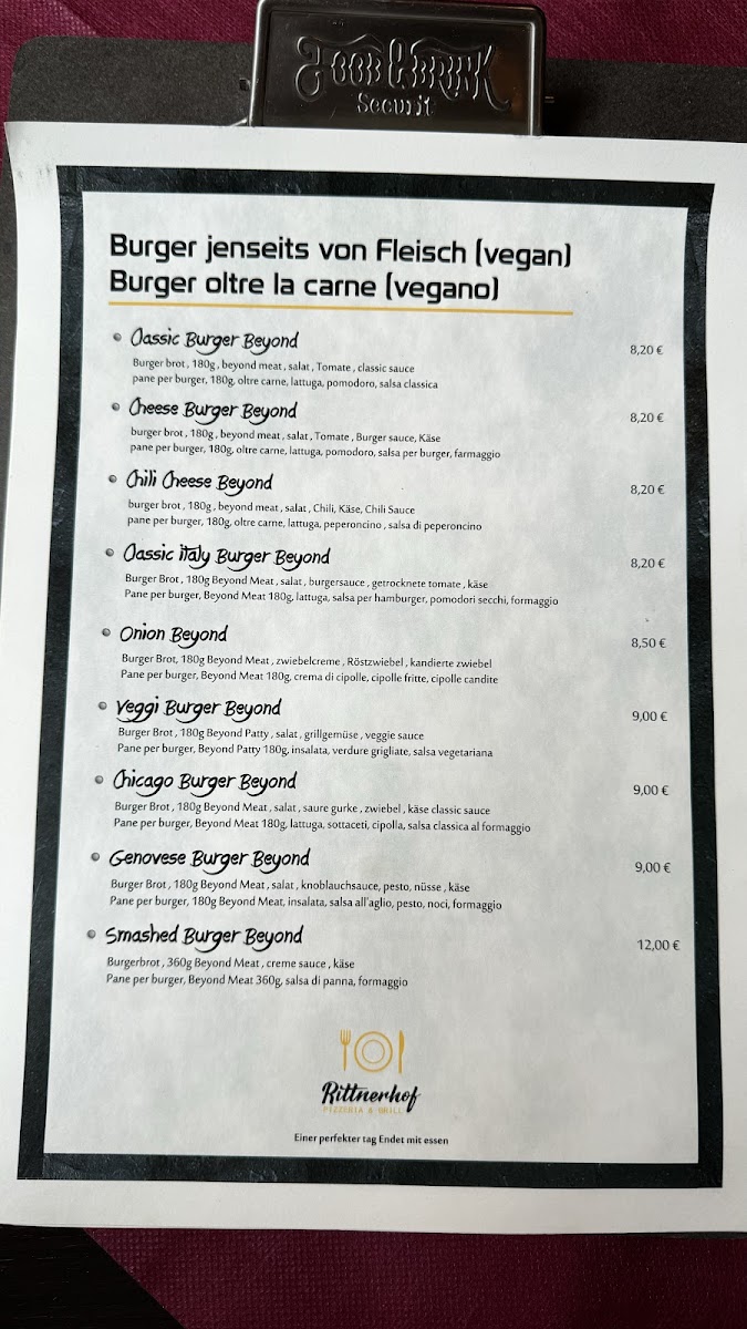 Rittnerhof pizzeria& grill Photo Menu 2
