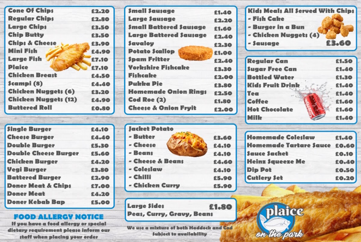 Plaice on the Park Photo Menu 1