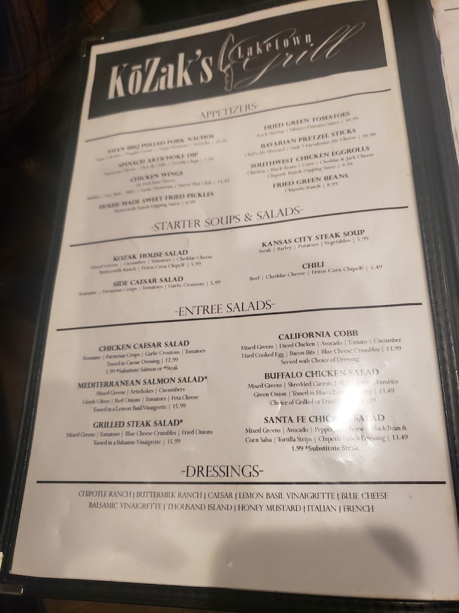 KoZak's Laketown Grill Photo Menu 2