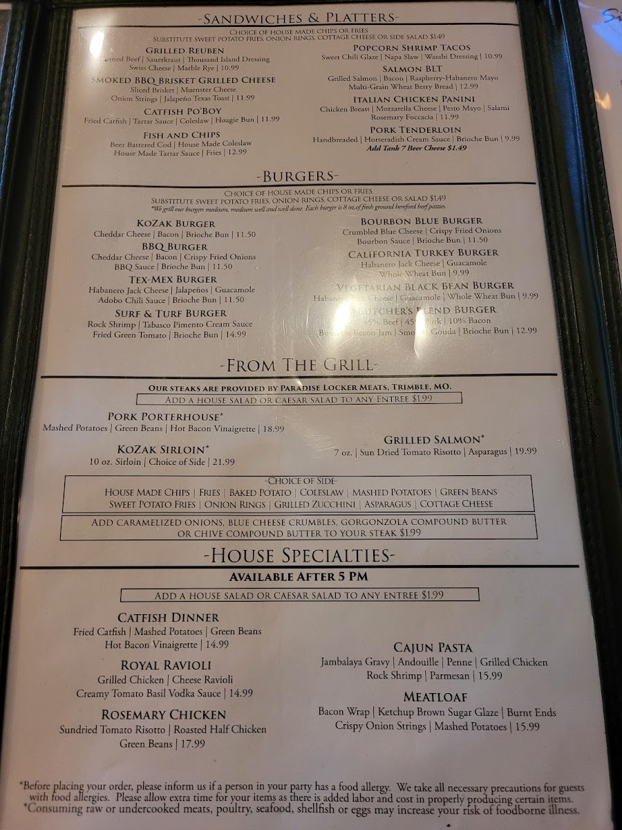 KoZak's Laketown Grill Photo Menu 4
