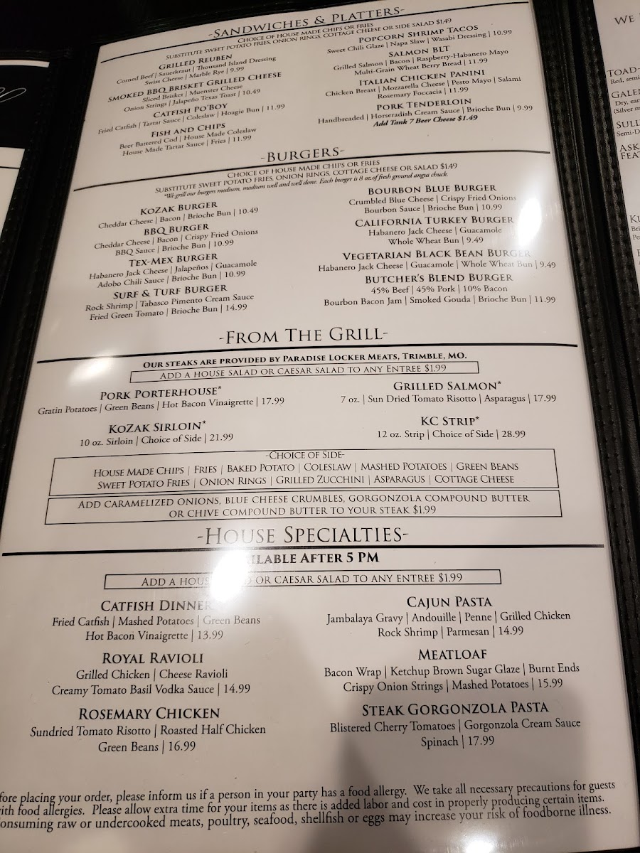 KoZak's Laketown Grill Photo Menu 8