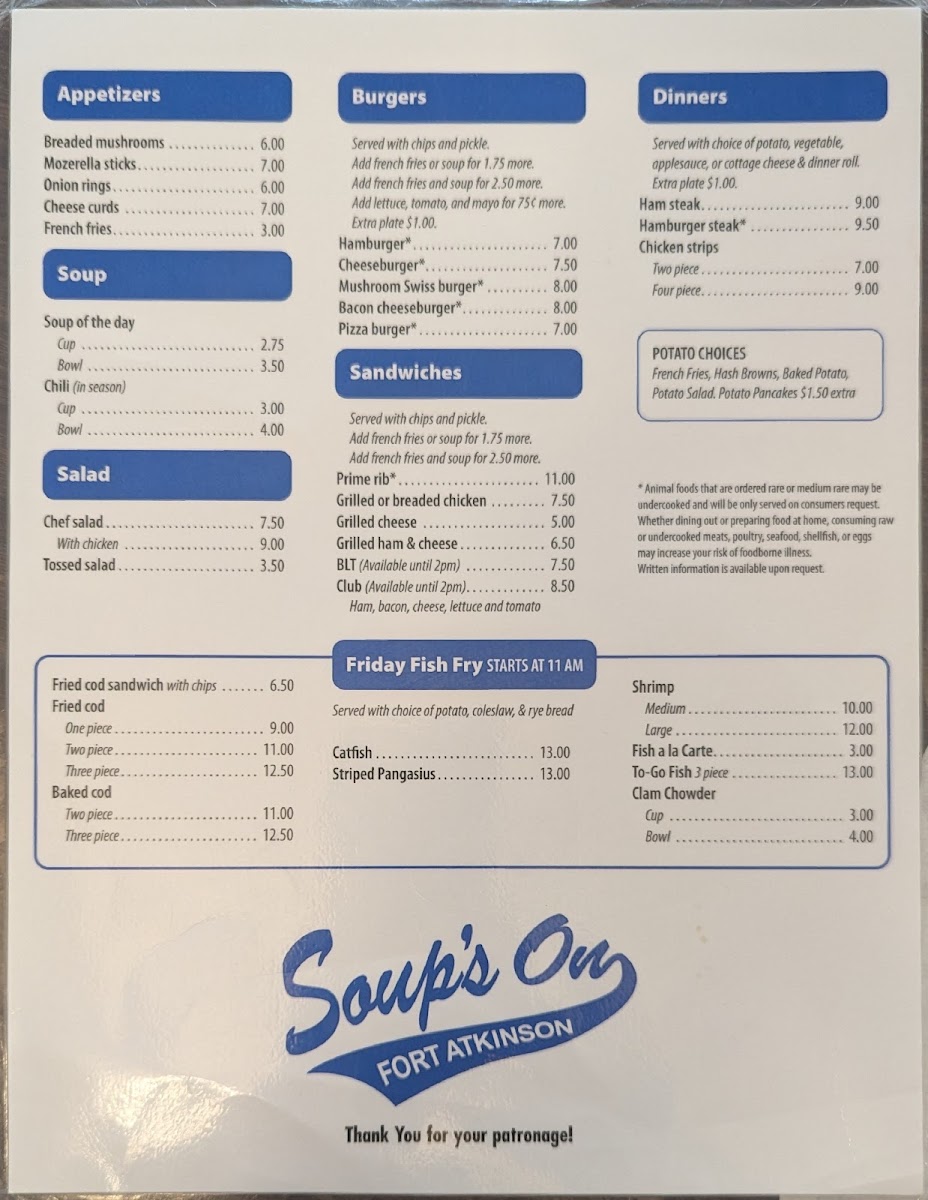 Soup's On Photo Menu 1