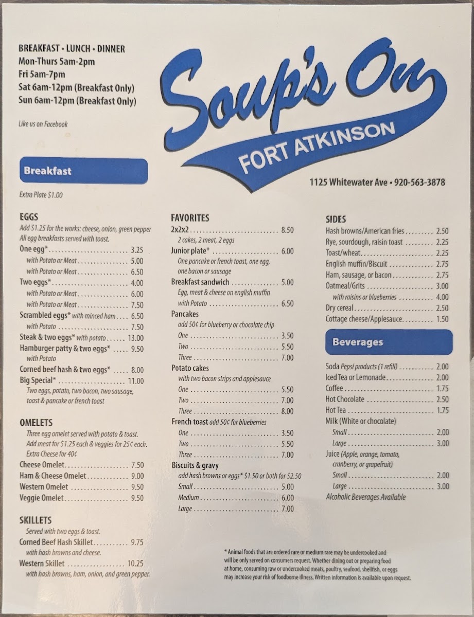 Soup's On Photo Menu 2